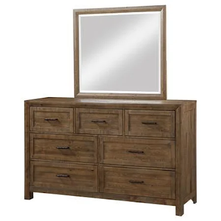 Rustic Dresser and Mirror Set